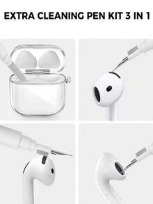 2pcs Transparent Earphone Protective Case + Cleaning Brush