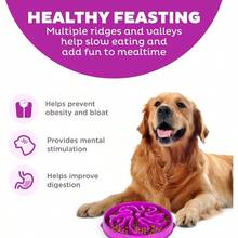 Large Slow Feeder Bowl Puzzle Maze For Fast Eaters Medium To Large Dogs Helps Prevent Bloat And Aid Digestion Holds 4 Cups Wet Or Dry Food NSlip Made Without BPA Purple - Màu tím - Xem 2