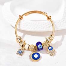 1 pièce Bracelet pendentif vintage, Bracelet vintage bleu mignon à l'œil, Bracelet pentagramme vintage, Bracelet classique réglable - Bleu azur - Voir 5