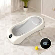 1pc Baby Temperature Sensing Foldable Bathtub, Infant Toddler Children Washing Tub, Newborn Small Kid Home Use Sit & Lie Bathing Basin, Baby Temperature Sensing Bathing Tray, Anti-Slip Bathing Mat - Multicolor - View 5