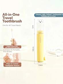 迷你便携折叠牙刷套装带牙膏收纳盒，二合一牙刷轮，多种颜色可选，商务旅行必备工具，成人软毛牙刷，酒店牙刷，旅行洗漱用品必备，牙齿美白，方便收纳