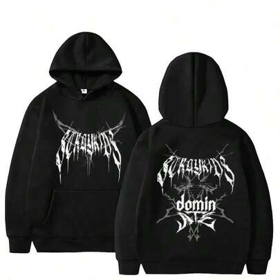 Sudadera Casual Unisex con Estampado de Estilo Callejero y Cordón-2025 Temporada de Primavera Otoño SKZ Nueva Sudadera con Capucha Impresa para Conciertos Ropa Oversize para Hombres y Mujeres