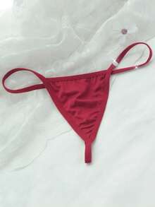 一套性感女士内衣，纯色吊带迷你连衣裙 - 露背A字娃娃衫，可调节肩带，柔软睡衣，凸显女性优雅气质，搭配同款丁字裤，完美适用于蜜月、周年纪念、约会之夜、浪漫夜晚、睡衣派对、居家休闲、送礼、夜店派对等场合。