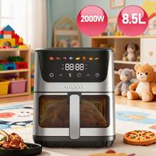 Freidora de aire de gran capacidad (8,5 litros), freidora de aire multifuncional, potencia de 2000 W, multicocina 7 en 1 con funciones de horneado, asado y fermentación. Diseño compacto, equipada con una pantalla táctil digital para satisfacer las necesidades gastronómicas de la familia. Fácil de limpiar, ideal para reuniones familiares, cocina saludable baja en grasas y preparación rápida de comidas. - Tipo de Enchufe A USA (110-127V) - Ver 1