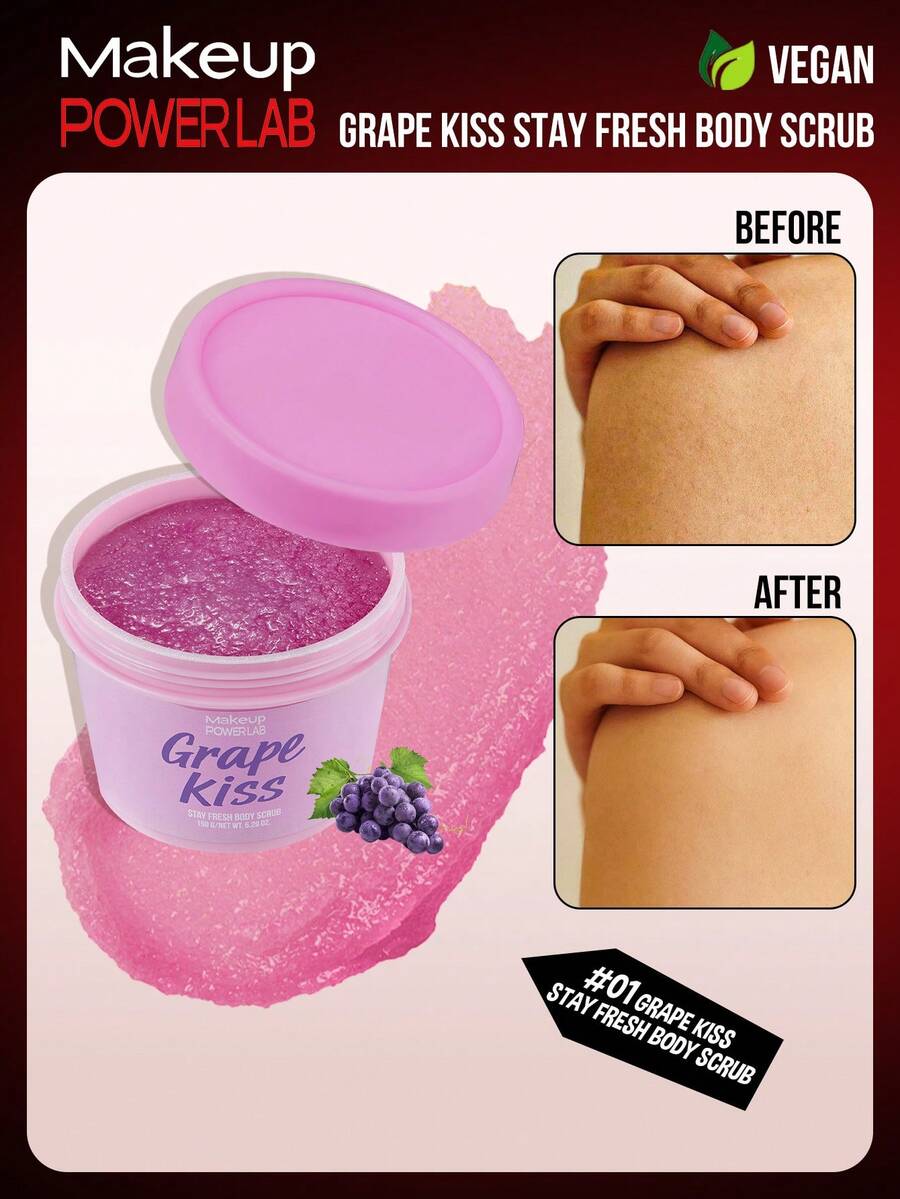 Misslyn POWERLAB 持久清新身体磨砂膏，果香型身体磨砂膏，细腻去角质，甜美香气，滋润柔滑肌肤，温和去角质，果香怡人，令肌肤柔软水润，焕发光彩，温和抛光，蕴含天然果萃精华，保湿，沐浴露，沐浴露 - 01 Grape Kiss Stay Fresh Body Scrub - 查看 1