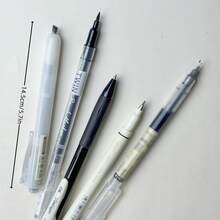 5pcs Retro Green Neutral Pens, Includes 5 Different Models, Suitable For Drawing, Writing, Engineering Drafting, Doodling, Office And School Supplies - 5 Retro Blue - View 10