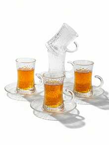 12pcs/18pcs Vintage Turkish Tea Cup Saucer Set - Elegant Gold Embossed Arabic Coffee/Tea Cups With Non-Slip Coasters, Reusable Glassware, Suitable For Ramadan (Eid Al-Fitr) - Multicolor - View 3