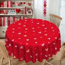 1 Stück Tischdecke im Valentinstag-Thema - nordischer minimalistischer Stil, rotes Herzmuster Tischdecke, warm und romantisch - strapazierfähiger Polyesterstoff - geeignet für rechteckige oder runde Tische, perfekt für Valentinstag-Dinner, Hochzeit, Jahrestag, Party oder tägliche Heimdekoration, 3 Stile erhältlich