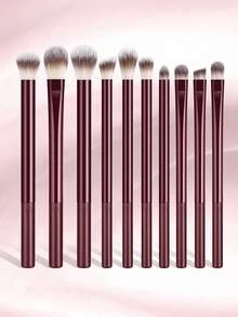 MAANGE 8支/10支/12支/15支/20支/25支装专业铝管化妆刷套装，包含柔软粉底刷、遮瑕刷、眼影刷、眉刷、晕染刷、高光刷，适用于粉状、液状、膏状化妆品，非常适合日常使用和旅行携带，也是馈赠亲友的绝佳礼物。赠品、专业化妆刷、全套化妆刷套装 - 酒紅色 - 查看 12