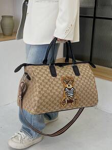 حقيبة يد مطرزة بشكل دب جميل، حقيبة سفر كبيرة السعة للرجال، حقيبة سفر للرحلات القصيرة، حقيبة سفر، حقيبة محمولة تناسب الحقيبة المتحركة، فصل بين الجاف والرطب، حجرة حذاء مستقلة، خفيفة الوزن، حقيبة رياضية متعددة الوظائف للطلاب والنساء، حقيبة سفر للأعمال