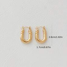 1只不锈钢防过敏耳环，优雅金色基础款，四季皆宜，光滑编织纹理，是圣诞节、万圣节、婚礼、派对的完美礼物，也是女性日常配饰。 - 彩色 - 查看 5