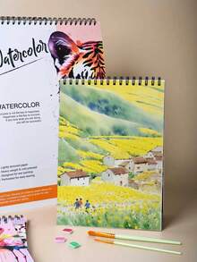 1 件优质加厚水彩本绘画本 顶部螺旋装订 A3/A4/A5 每本 24 张（88 磅/180 克/平方米）A3/A4/A5 加厚美术生专用水彩本 新手水彩本 手绘绘画本 线圈水彩本 学生绘画本 绘画创作 艺术绘画 绘画书写纸 - 彩色 - 查看 10