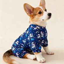 New Pet Clothes, Cat & Dog Pajamas, Suitable For Medium & Small Dogs Like Teddy, Pomeranian, Chihuahua, Bee & Strawberry Pattern - Navy Blue - View 6
