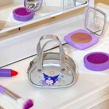 Miniso Sanrio Kuromi Glam Party Series Earphone Bag - Metallic PU Leather * Cartoon Print, Portable Fashion Accent For Daily & Party Use (1 PC)