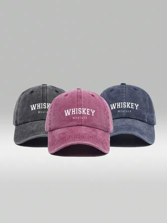 1 pieza Gorra de béisbol unisex vintage lavada con diseño de estampado de letras, ajustable, para deportes al aire libre, senderismo, estilo casual de calle, versátil gorra de papá en múltiples colores