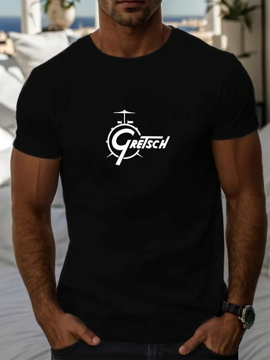 Men'S GRETSCH Patterned Summer Casual Short-Sleeve T-Shirt - màu đen - Xem 1