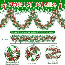 Christmas Decorations Tinsel Garland With Snowflake Christmas Tree, Silver Shiny Metallic Twist Christmas Garland For Home Tree Mantle Stairs Indoor Outdoor Holiday Party Decor - 聖誕樹和雪花 - 查看 2