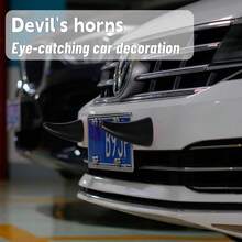 1 Pair Car Roof Decals Devil's Horns 3D Cool Bull Horns Anti-Collision Protector For Halloween Car Roof Decor Black - Red Horns - View 2