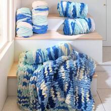 1包冰棒色粗毛线，多色雪尼尔毛线，适合手工编织；蓬松柔软超粗毛线，适合钩编；超粗毛线，适合手臂编织；拇指毛线，适合DIY毯子、宠物床、地毯、枕头和其他家居装饰品（17.64盎司/500克）