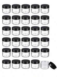 40pcs Round Plastic Cosmetic Jars Set With Lids, Suitable For Liquids, Creams, Samples, Gems, Jewelry Storage, 5-20g, 10/40pcs - Black - View 1