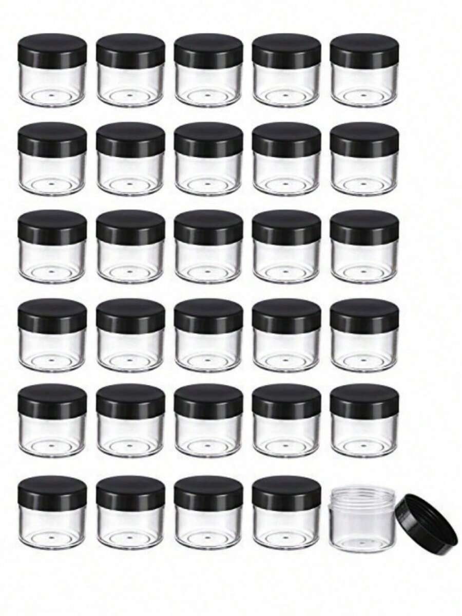 40pcs Round Plastic Cosmetic Jars Set With Lids, Suitable For Liquids, Creams, Samples, Gems, Jewelry Storage, 5-20g, 10/40pcs - Black - View 1