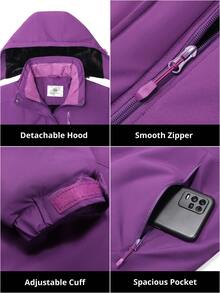 CAMEL CROWN Women's Windproof Ski Jacket, Waterproof Thickened Parka Coat, Warm Down Jacket - Purple - View 5