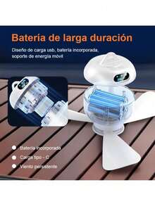 Ventilador De Camping Ventilador De Techo Led Usb 6000mah, Ventilador eléctrico portátil con ventilador de techo, ventilador pequeño para dormitorio, ventilador de techo con luz mosquitera, alto flujo de aire,