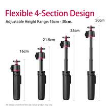 Llano Camera Desktop Multifunctional Tripod 360° Gimbal Head All-In-One Tripod Compact Portable Mini Handheld Stand With Ball Head Compatible With Pocket 3 Extension Rod For Canon R50, Nikon, Fujifilm, CCD, DSLR, And Mirrorless Cameras - Black - View 3