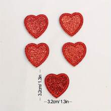 20-Pack Red Glitter Heart-Shaped Iron-On Embroidered Patches, DIY Fabric Appliques For Clothing, Hats, Bags, Shoes - Sparkling Decoration Accessories - Multicolor - View 2