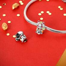 1 mặt dây chuyền mạ bạc hình mèo may mắn và rồng Trung Quốc phong cách Trung Hoa, thích hợp làm vòng tay, mặt dây chuyền, móc chìa khóa, quà tặng năm mới cho bạn bè và gia đình - Bạc - Xem 6