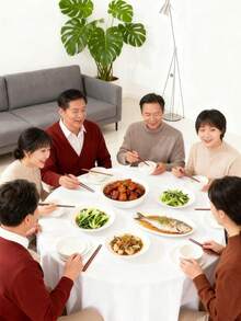 1pc White Round Tablecloth, Modern Polyester Stain-Resistant & Wrinkle-Resistant Washable Tablecloth, Suitable For Kitchen, Dining, Wedding, Reception, Birthday Party, Buffet - White - View 4