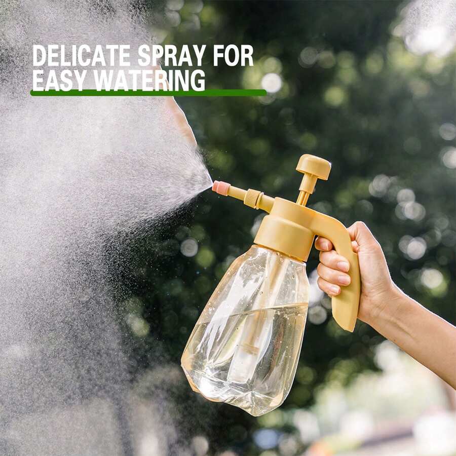 1.5L Hand Pump Spray Watering Can, Plant Mister Spray Watering Can Garden Plastic Sprayer For Succulents Bonsai Garden Flowers Plants Spout Water Can - Màu Mù tạt vàng - Xem 1