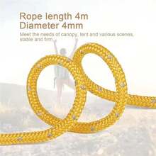 Conjunto de 6 fivelas para corda de barraca com ajustadores, à prova de vento, com luz refletora noturna e 4 metros de comprimento.