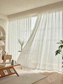 1件薄荷绿条纹薄纱窗帘，灰/白/卡其/红半透明镂空窗帘，加厚面料（180克/平方米），适用于客厅、卧室，四季皆宜 - 米色 - 查看 3