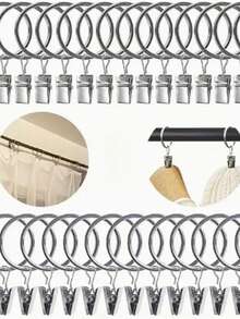 不锈钢双滑轮浴帘挂钩，双环浴帘挂钩，浴室配件，适用于家居收纳，浴帘杆，浴室浴帘挂钩 - 彩色 - 查看 7