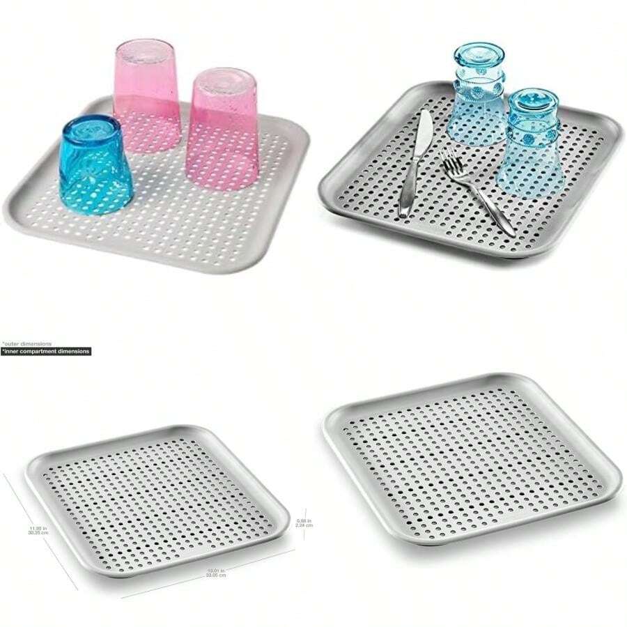 madesmart Elevated Sink Mat - SINKWARE Collection Ventilation Holes For Airflow, Soft Material, Non-Slip Material & -, Large, Grey(Alfombrilla elevada para fregadero) - Multicolor - Ver 1