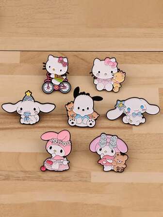 1 Hello Kitty valpkatt Sanrio brosch/märke. Lämplig för kläder, ryggsäckar, smycken, accessoarer, nålar, droppmärken i legering. Emaljnålar, kavajnålar, ryggsäcksmärken, dambroscher, kläder, presenter, smycken, modeaccessoarer