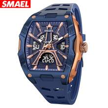 SMAEL Fashion Men's Hollow Dial Watch With Alarm/Chronograph/Date/Seconds/Luminous Multi-Function, Digital Pointer Dual Display, Silicone Strap Quartz Electronic Watch - one-size - View 10
