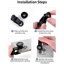 10-In-1 Phone Camera Lens Kit - 210° Fisheye Lens + 125X Macro Lens + 120X Wide Angle Lens + 2X Telephoto Lens + CPL + Kaleidoscope + Starburst, Clip-On Smartphone Photography Lenses For IOS & Android Compatible With IPhone Android Phone For Winter Vacation, Travel, Creative Photography, Social Media Content, Vlogging Vacation Travel Studio Outdoor Live Streaming Travel Vlog Video Recording Influencer Content Phone Accessories Photography Accessories - Black - View 9