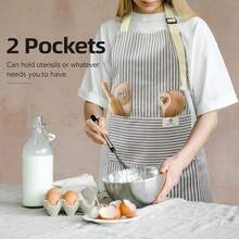 NLUS 2 Pack Kitchen CooFKing Aprons, Adjustable Bib Waterproof Chef Apron With 2 Pockets For Men Women(Grey Stripe/Black Plaid),Grey/Black - 灰色/黑色 - 查看 3