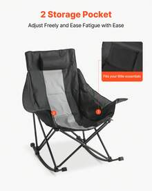Rocking Camping Chair, Portable Folding Rocker, Heavy-Duty Lawn Chair Recliner With Cupholder & Pocket, Supports 225lbs, Fully Padded Camp Chairs For Outdoor Patio Backyard Porch Garden - Rocking recliner - 查看 4