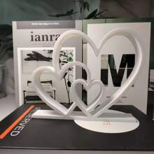 تمثال قلب إلى قلب - تمثال حب أبيض وأسود بسيط، تمثال بلاستيكي للأزواج كهدية عيد الحب، الزفاف، الذكرى السنوية، ديكور طاولات المنزل والمكتب أو رفوف الكتب - تمثال رمزي متطابق - متعدد الألوان - مشاهدة 4