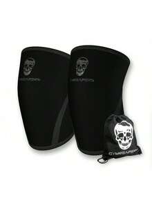 Gymreapers - Rodilleras (1 par) con bolsa de gimnasio, aprobadas por la IPF, para sentadillas, levantamiento de pesas y de potencia, mangas de neopreno de 7 mm, (negro/negro, talla M) - Blanco y negro - Ver 10