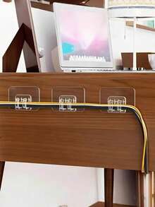 55/25/15pcs Outdoor String Light Hooks, Heavy Duty Cable Clips, Non-Damaging Wire Clamps, Waterproof & UV-Resistant, Clear Self-Adhesive Hooks, Suitable For Home, Bathroom, Hanging Christmas Lights, Outdoor & Yard Decor - Multicolor - View 5