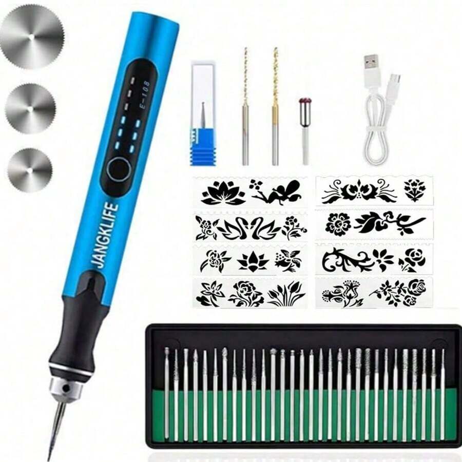 JANGKLIFE USB Rechargeable Portable Electric Micro-Sanding Pen, 3-Speed Adjustable, Suitable For Grinding, Polishing, Drilling, Engraving, DIY Crafts