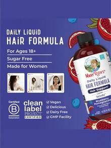 Mary Ruths Daily Liquid Hair Formula Hair Support Thicker Hair Health Skin Support Blueberry Pomegranate Flavor Sugar Free For Adults Women Men Vegan Certified GMP Certified - - - 查看 6