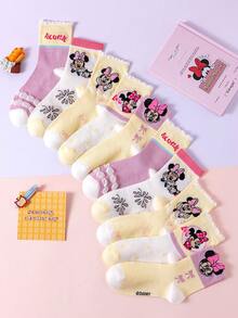 Bộ 10/5 đôi tất xếp ly, tất bong bóng dễ thương kiểu công chúa, tất dài đến bắp chân cho bé gái, tất mùa đông hoạt hình cho bé trai, tất ngắn thoáng khí cho bé và học sinh, tất Disney. - Nhiều màu - Xem 15