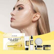 OUHOE Advanced Snail Mucin 96% Skin Care Routine Set, 4-Piece Korean Facial Kit With Whitening Serum, Moisturizer Facial Cream, Cleanser & Eye Mask To Fade Fine Lines, Repair And Firm Skin, Ideal Gift Set For Women - 白色 - 查看 2