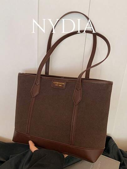 1 st. stor väska i mocka med PU-botten, minimalistisk och avslappnad stil, moderiktig, vinröd och het säljvara, lämplig för dejter, sammankomster, skola, pendling och dagligt bruk, ny bästsäljande axelväska för hösten/vintern