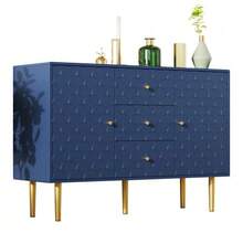 (=905467AAB) Chest Of Drawers/Sideboard With 2 Doors And 3 Drawers, Adjustable Shelf, For Living Room/Bedroom, Navy Blue, H 83/W 120/D 40 Cm - Navy Blue - View 1